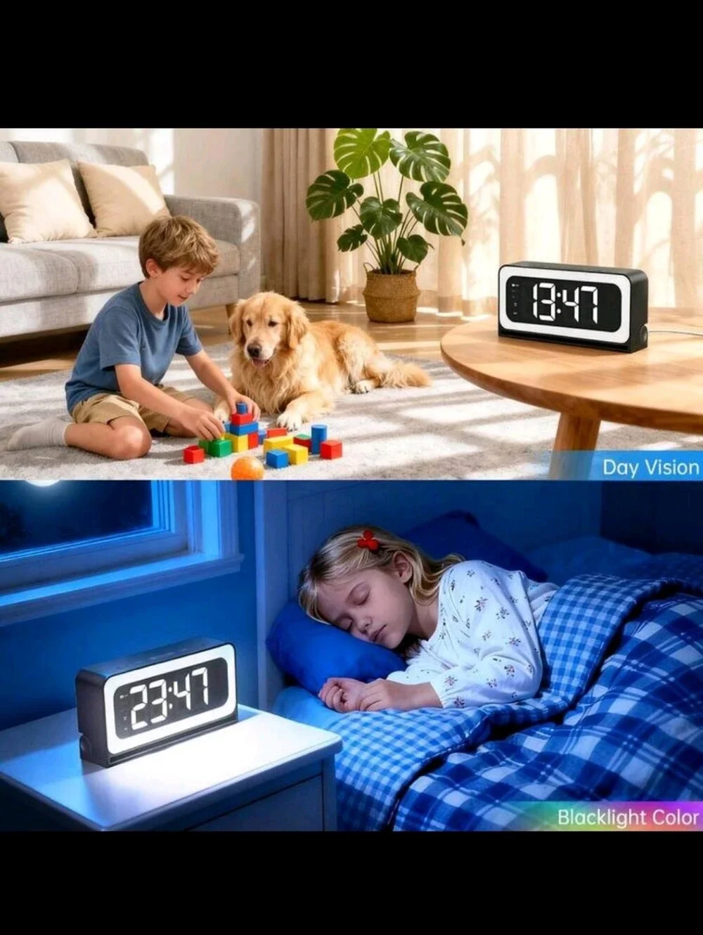 Hidden Camera Alarm Clock with Wi-Fi - Black
